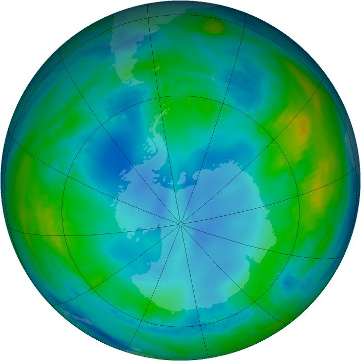 Antarctic ozone map for 05 June 1988